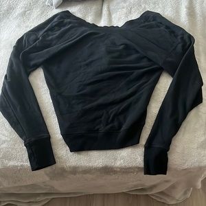 offline long sleeve black crop with open back